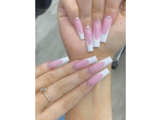 Pink and White Nails